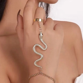 Gothic Exaggerated Snake Shaped Finger Bracelet for Women