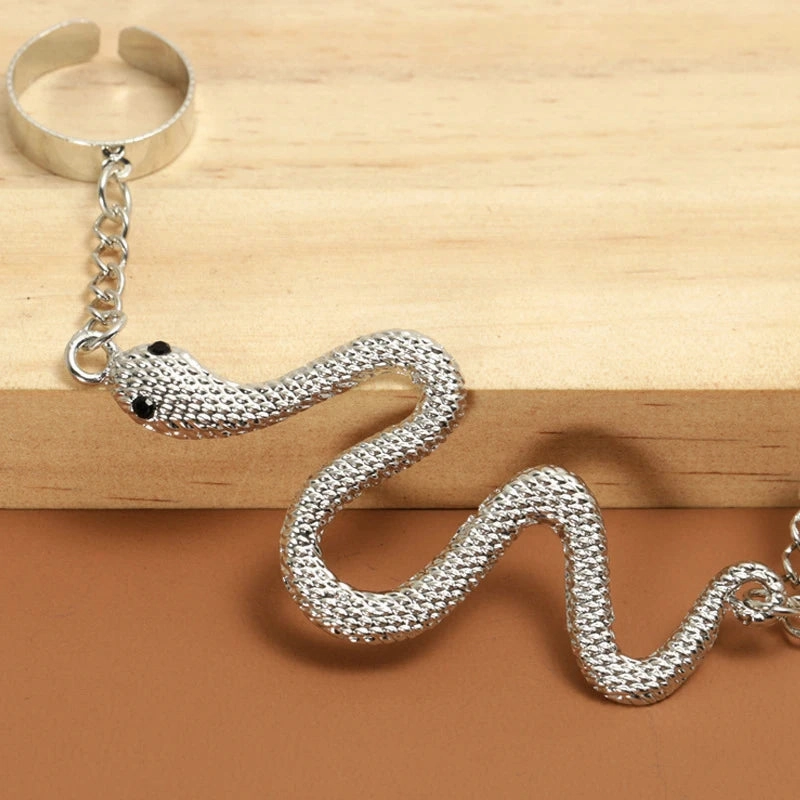 Gothic Exaggerated Snake Shaped Finger Bracelet for Women