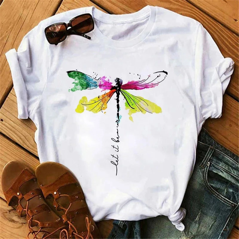 Gothic Women's Butterfly Tree Print Harajuku T Shirt Short Sleeve Casual Summer Top for Women