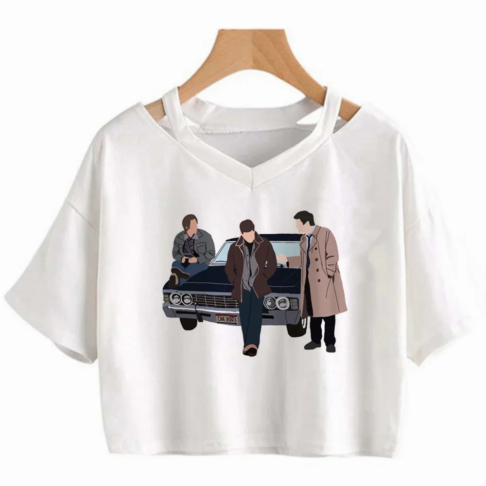 Gothic Y2K Crop Top for Women - Cute Cartoon Print, Slim Fit, All-Season Style