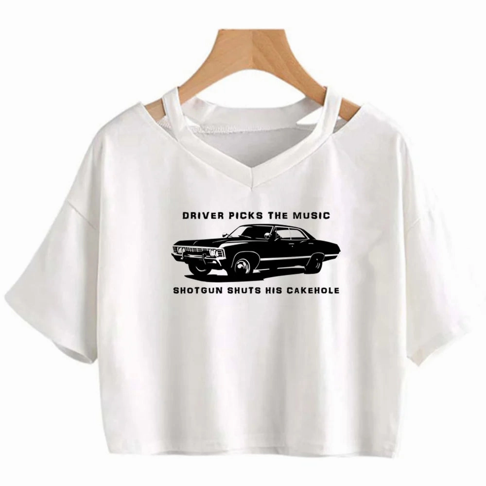 Gothic Y2K Crop Top for Women - Cute Cartoon Print, Slim Fit, All-Season Style