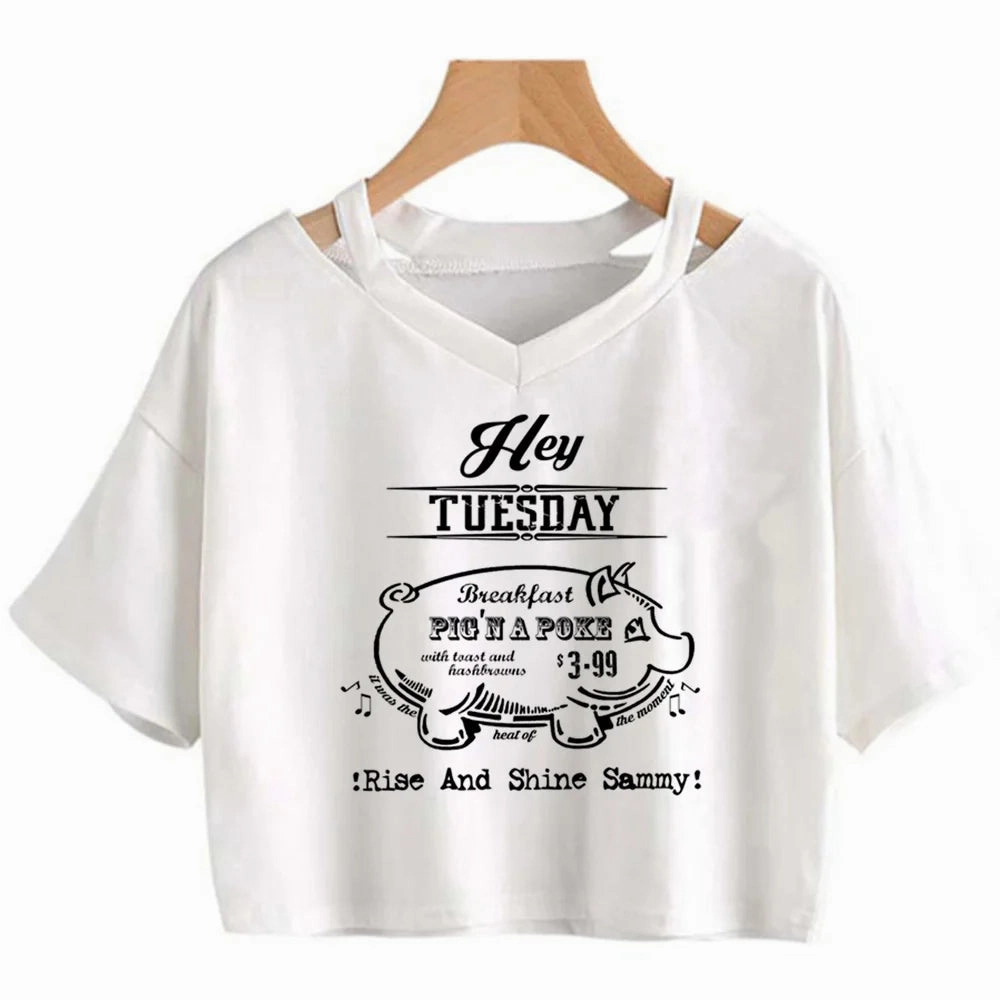 Gothic Y2K Crop Top for Women - Cute Cartoon Print, Slim Fit, All-Season Style