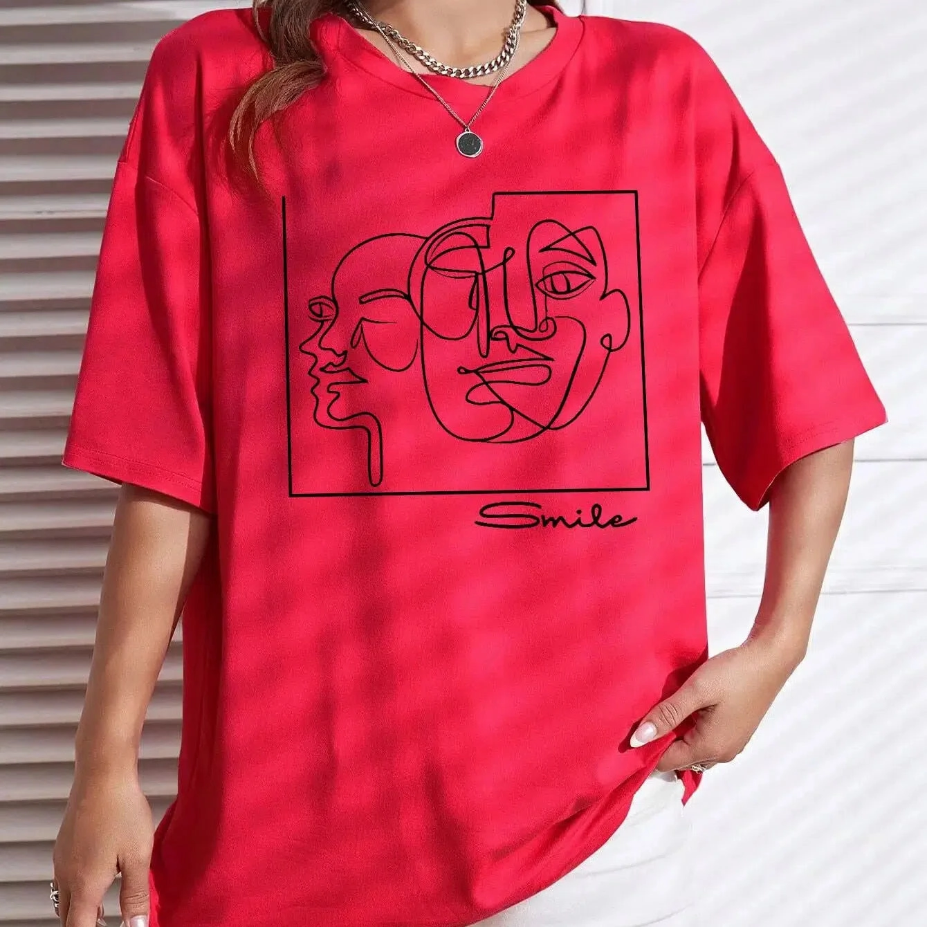Graphic & Letter Print Crew Neck T Shirt Women Cotton Plus Size Casual Soft Short Sleeve Top