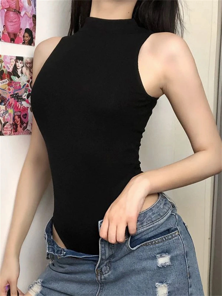 Harajuku Solid Sleeveless Jumpsuit Women Bodycon Y2K Gothic Fashion Streetwear
