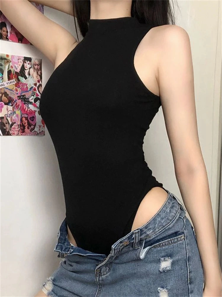 Harajuku Solid Sleeveless Jumpsuit Women Bodycon Y2K Gothic Fashion Streetwear