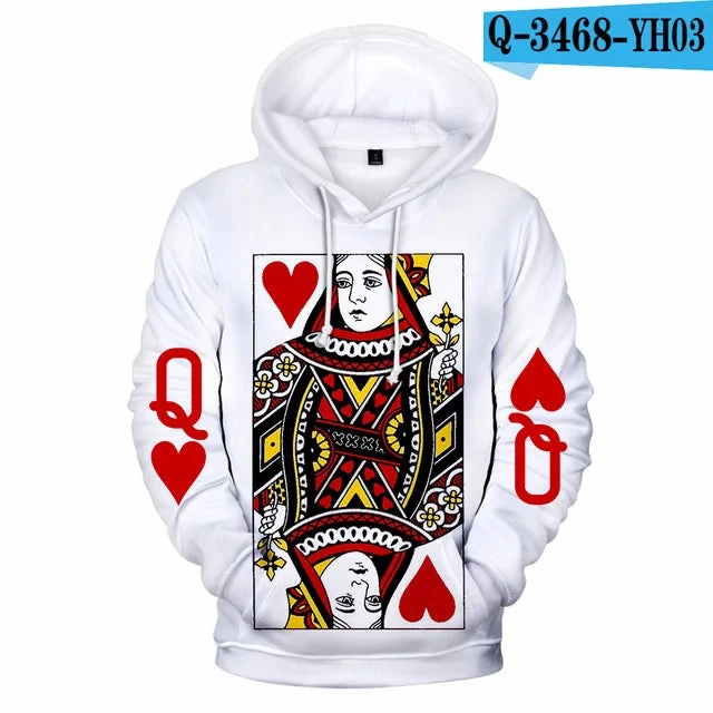 Heart Of The Cards Men's Hoodie 3D Poker Graphic Sweatshirt