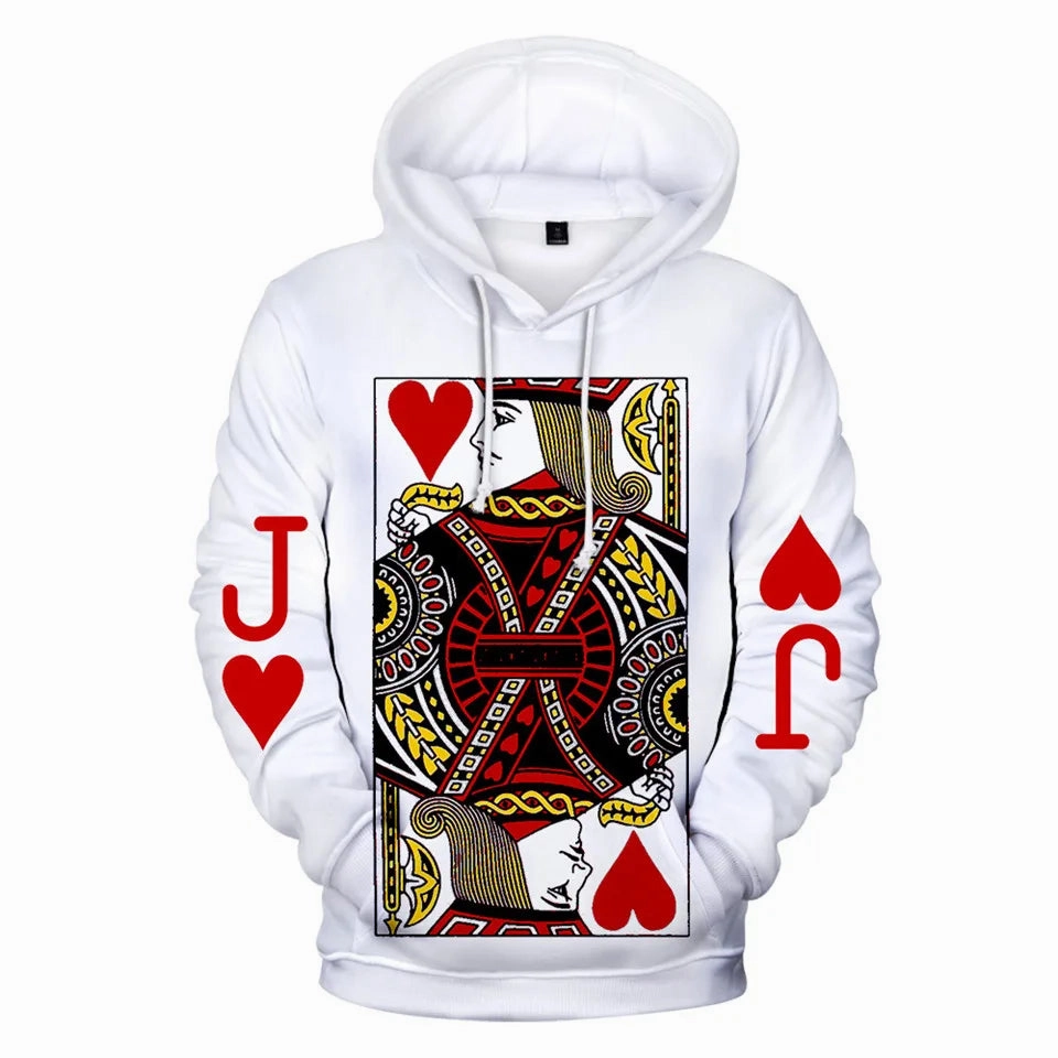 Heart Of The Cards Men's Hoodie 3D Poker Graphic Sweatshirt