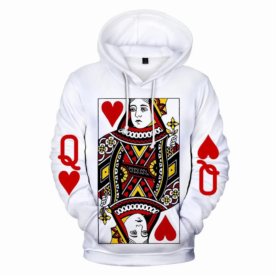 Heart Of The Cards Men's Hoodie 3D Poker Graphic Sweatshirt