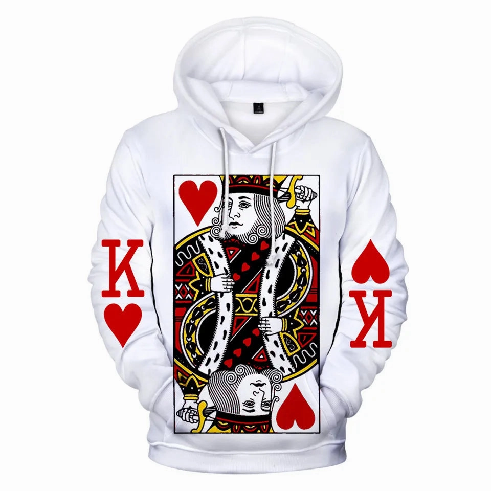 Heart Of The Cards Men's Hoodie 3D Poker Graphic Sweatshirt