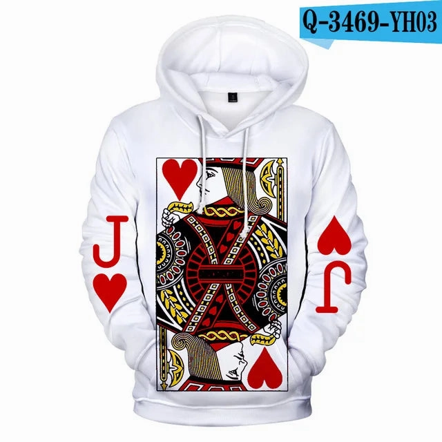 Heart Of The Cards Men's Hoodie 3D Poker Graphic Sweatshirt
