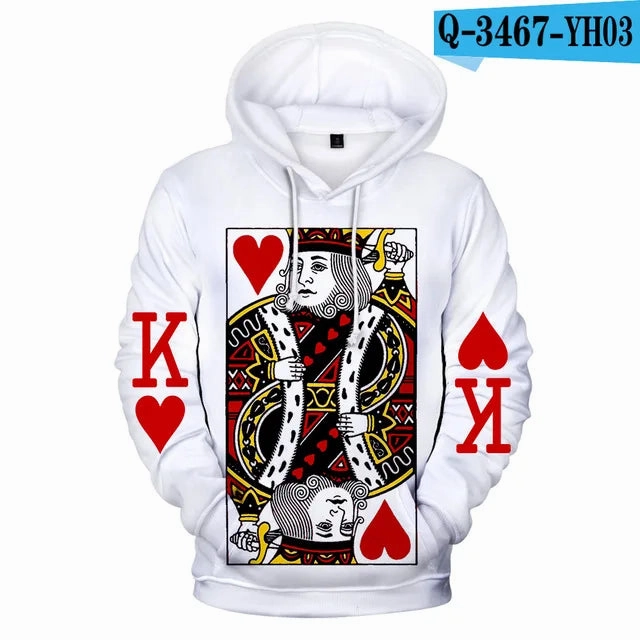 Heart Of The Cards Men's Hoodie 3D Poker Graphic Sweatshirt