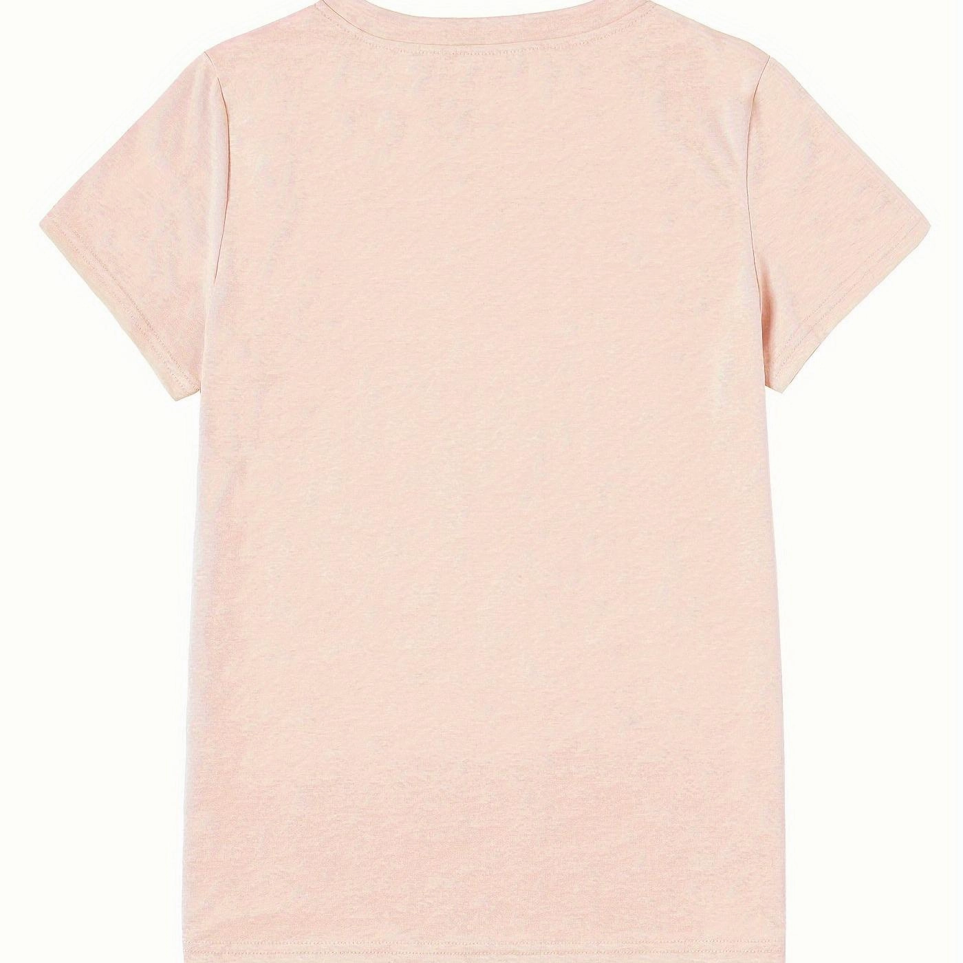 Heart Print T-shirt Short Sleeve Crew Neck Casual Top