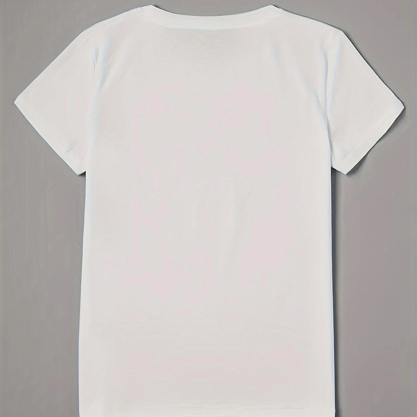 Heart Print T-shirt Short Sleeve Crew Neck Casual Top