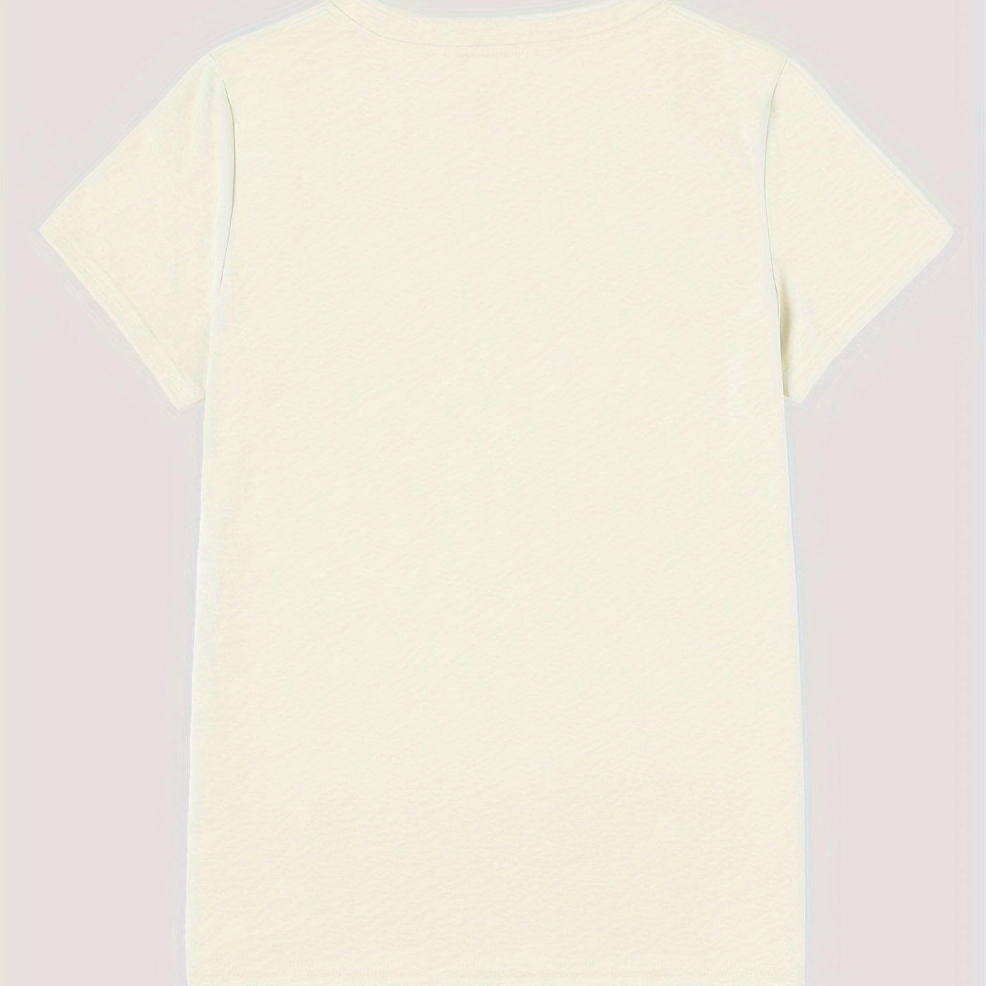 Heart Print T-shirt Short Sleeve Crew Neck Casual Top