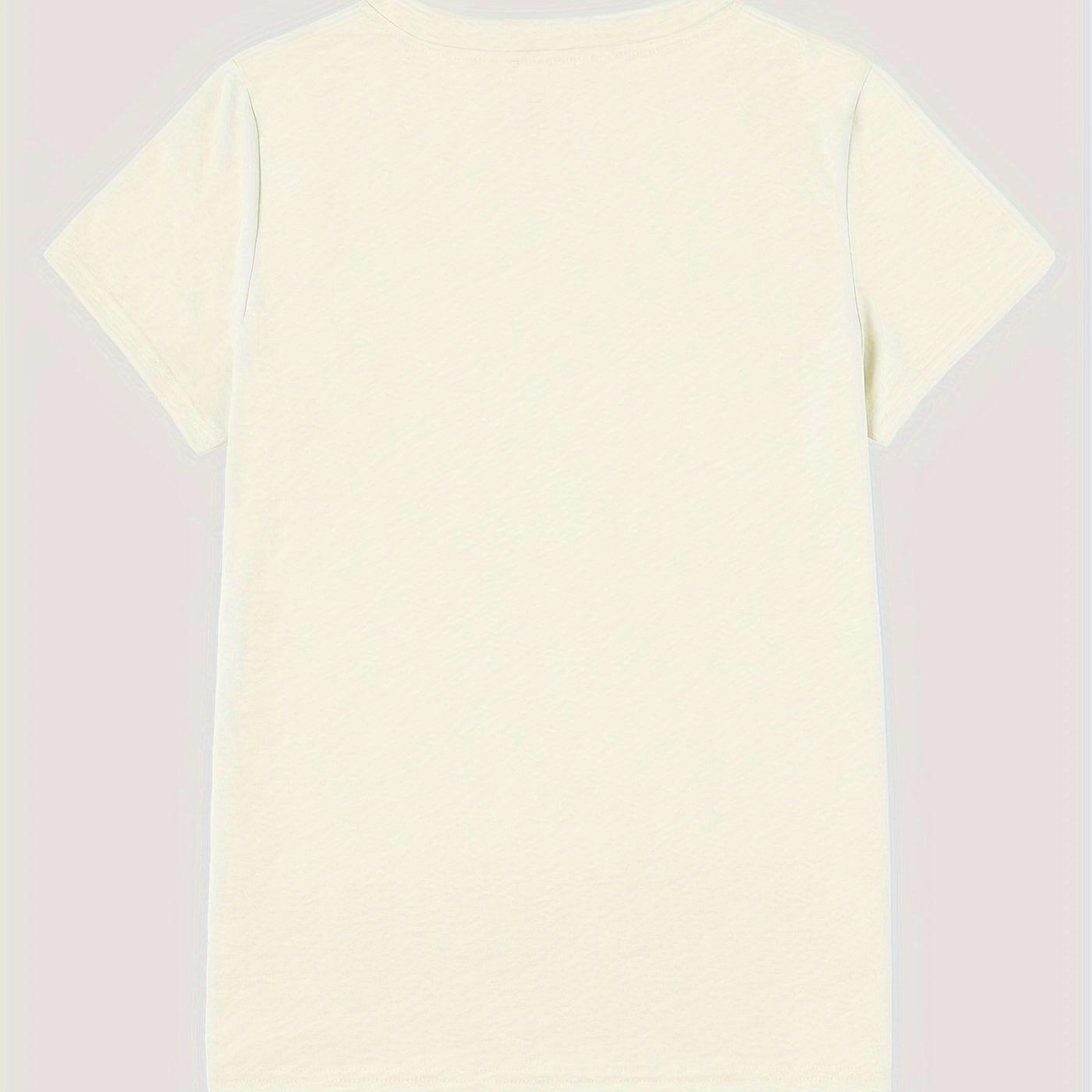 Heart Print T-shirt Short Sleeve Crew Neck Casual Top