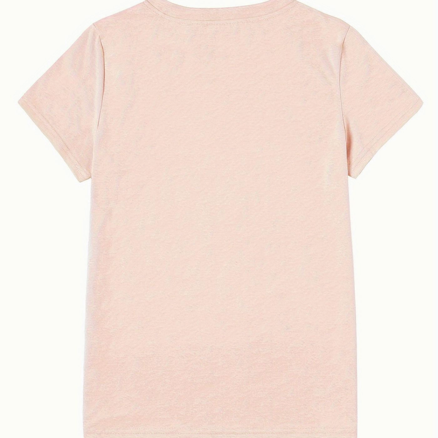 Heart Print T-shirt Short Sleeve Crew Neck Casual Top