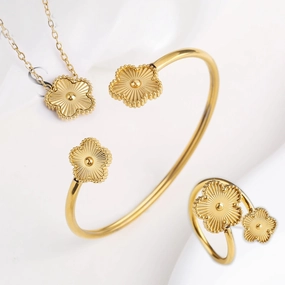 High Quality Luxury Stainless Steel Botanical Jewelry Set for Women