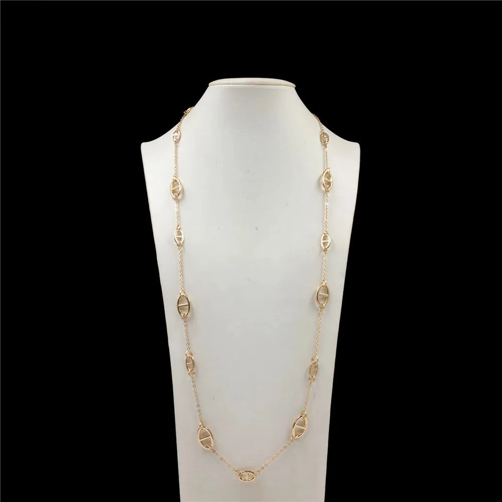 High Quality Sweater Necklace Gold Color Long Chain Jewelry
