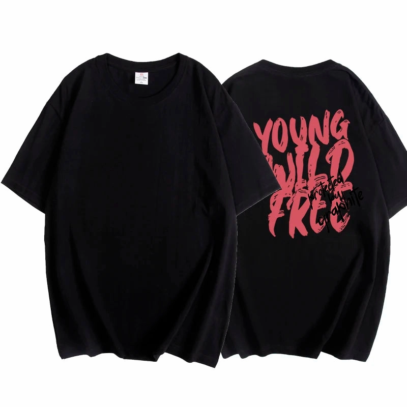 Hirsionsan Vintage Letter V Printed T Shirt Women Summer Soft Cotton Oversized Gothic Tee