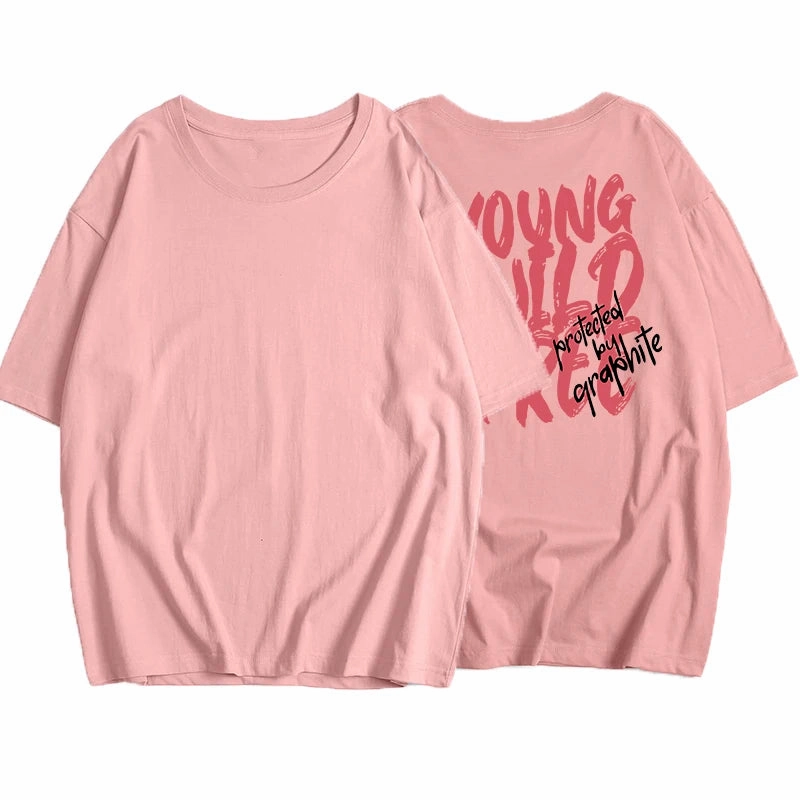 Hirsionsan Vintage Letter V Printed T Shirt Women Summer Soft Cotton Oversized Gothic Tee