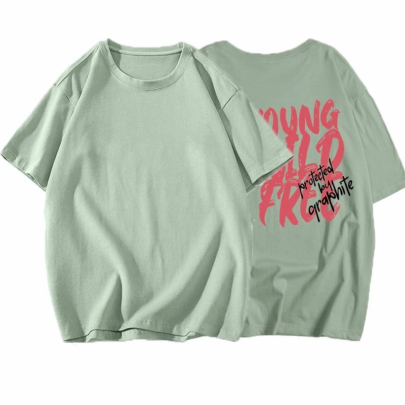 Hirsionsan Vintage Letter V Printed T Shirt Women Summer Soft Cotton Oversized Gothic Tee