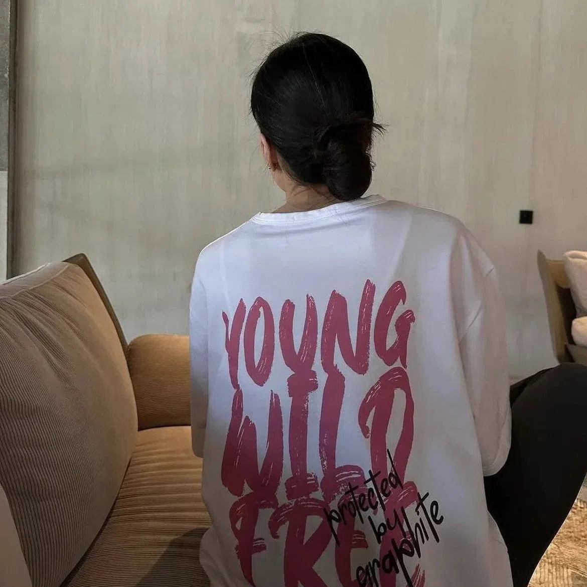 Hirsionsan Vintage Letter V Printed T Shirt Women Summer Soft Cotton Oversized Gothic Tee