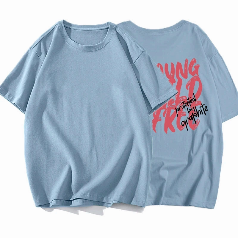 Hirsionsan Vintage Letter V Printed T Shirt Women Summer Soft Cotton Oversized Gothic Tee