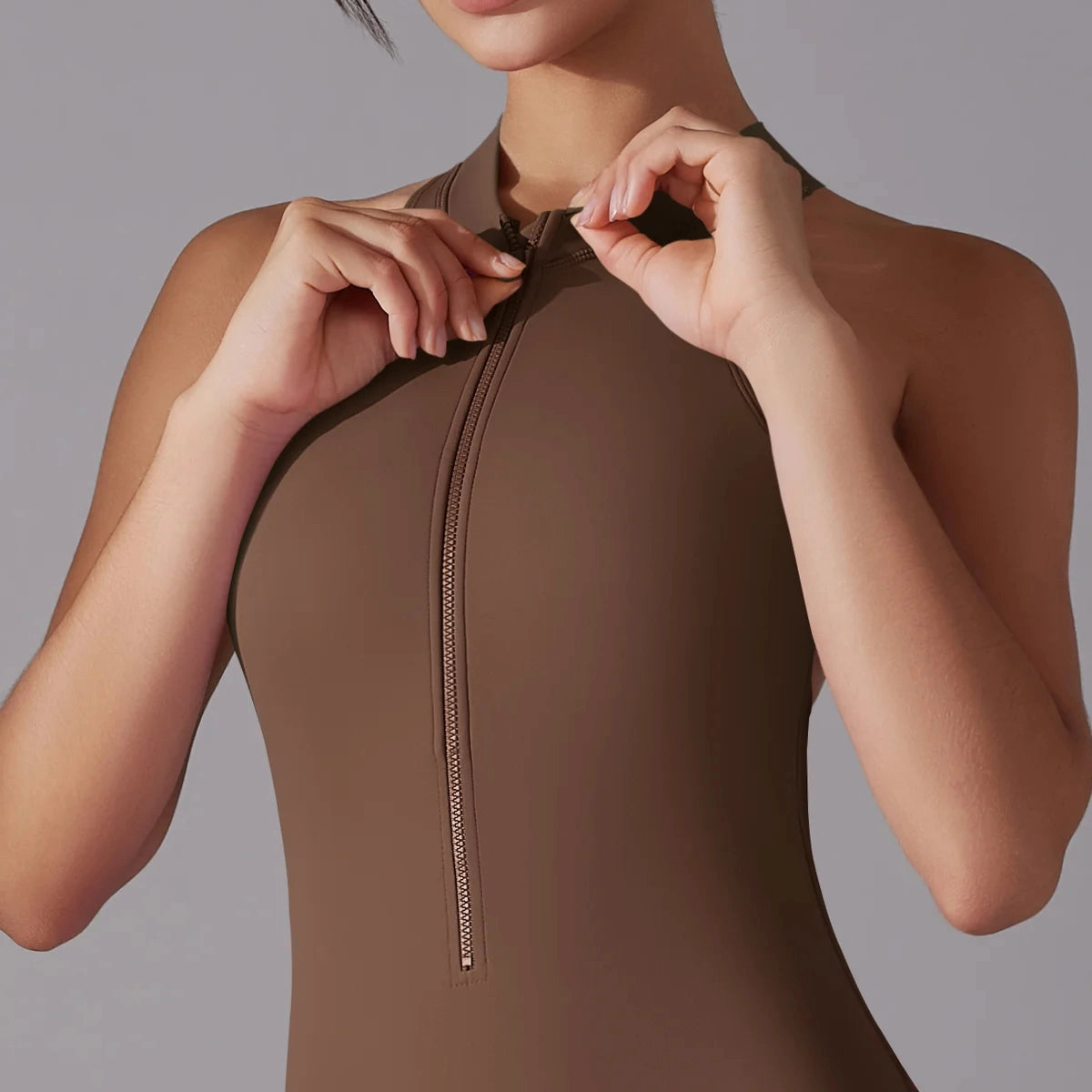 Hollow Backless Yoga Jumpsuit for Women High Waist Skinny Sleeveless Sports Set with Zipper Perfect for Fitness Workout and Gym