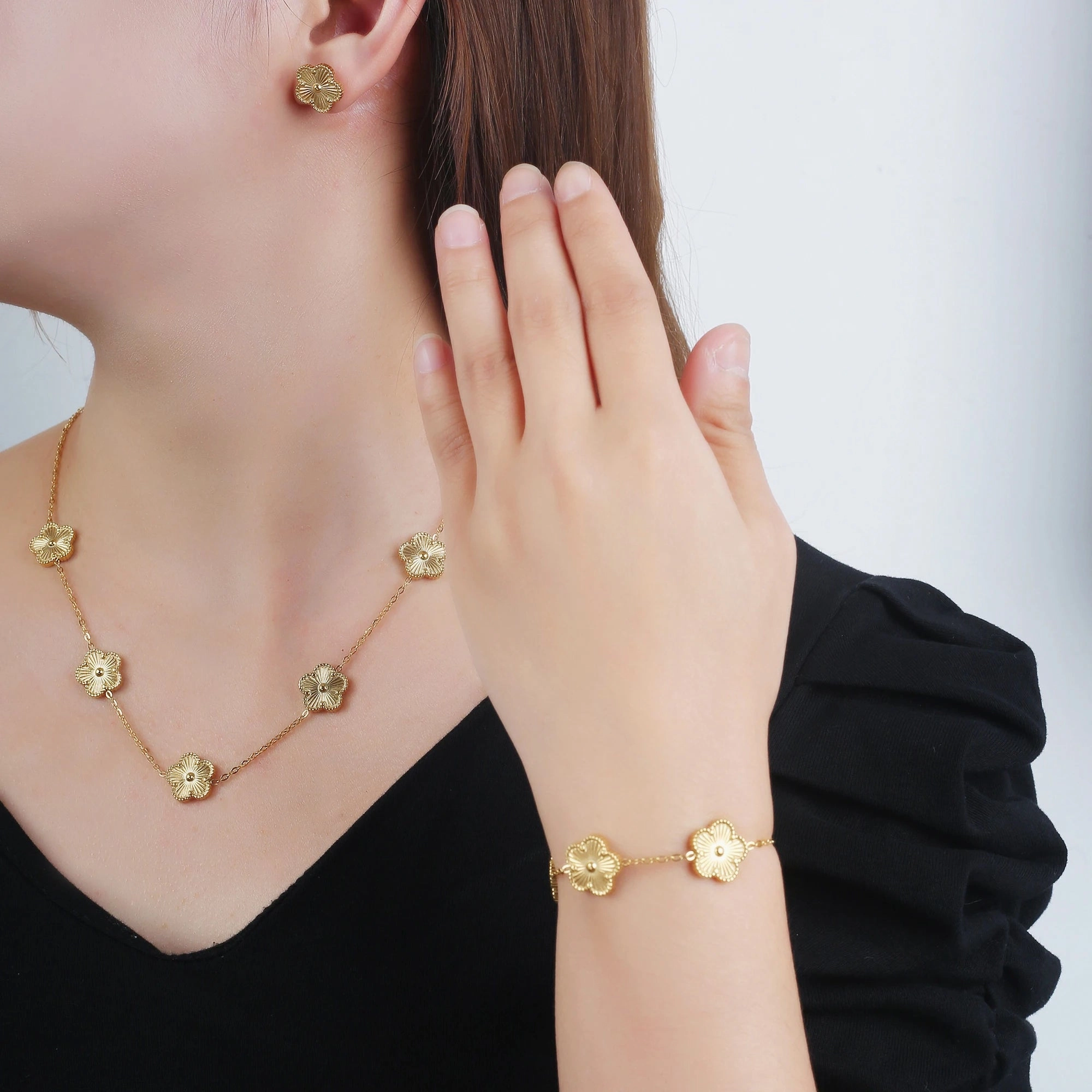 Hot Sale Stainless Steel Adjustable Clover Bracelet for Women