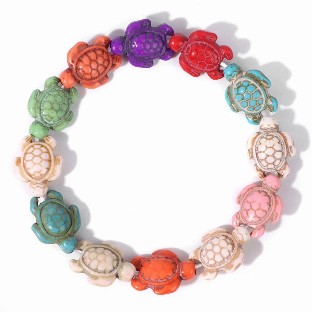Hot Selling Sea Turtles Beads Bracelet Turquoise Skull Stretch Jewelry