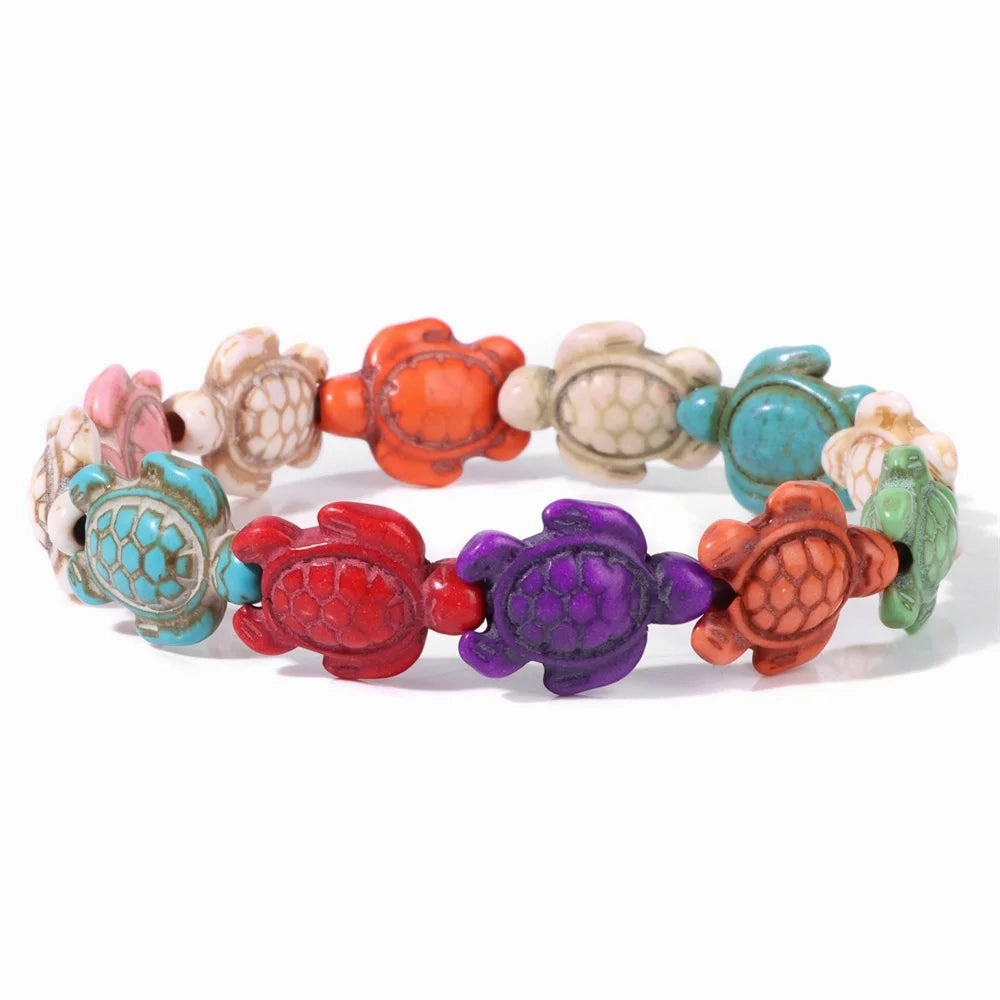 Hot Selling Sea Turtles Beads Bracelet Turquoise Skull Stretch Jewelry