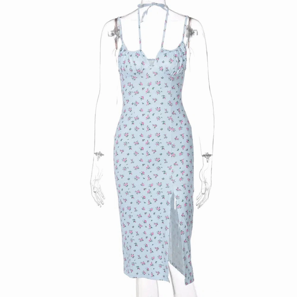 Hugcitar Sleeveless Satin Slip Floral Maxi Dress for Women