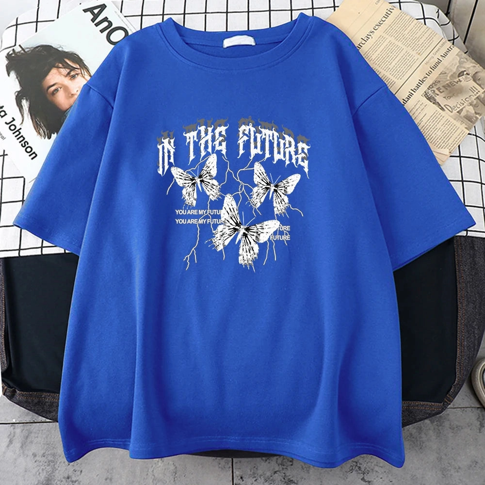 In The Future Dark Black Butterfly Creative Design T-Shirt