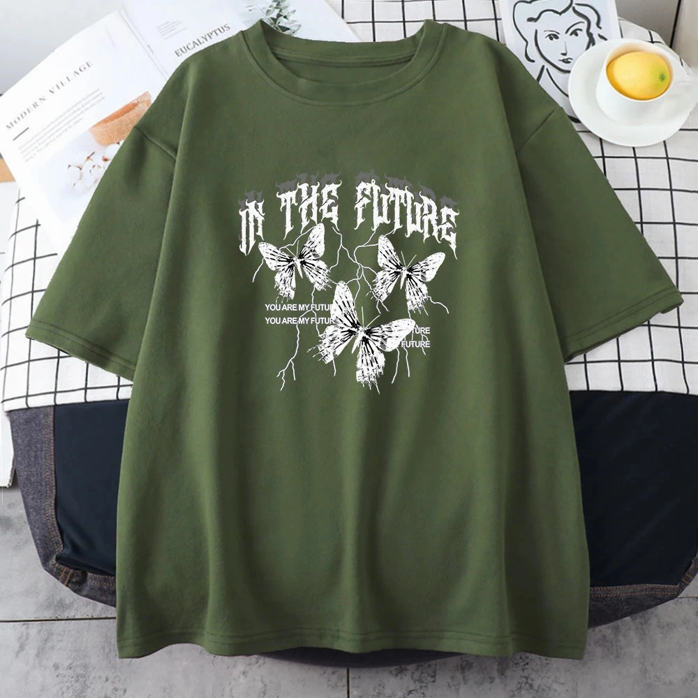 In The Future Dark Black Butterfly Creative Design T-Shirt