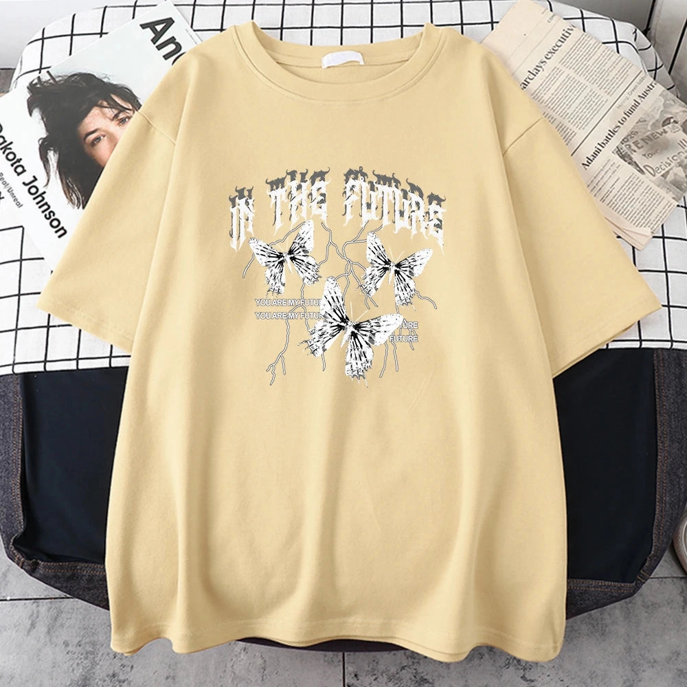 In The Future Dark Black Butterfly Creative Design T-Shirt