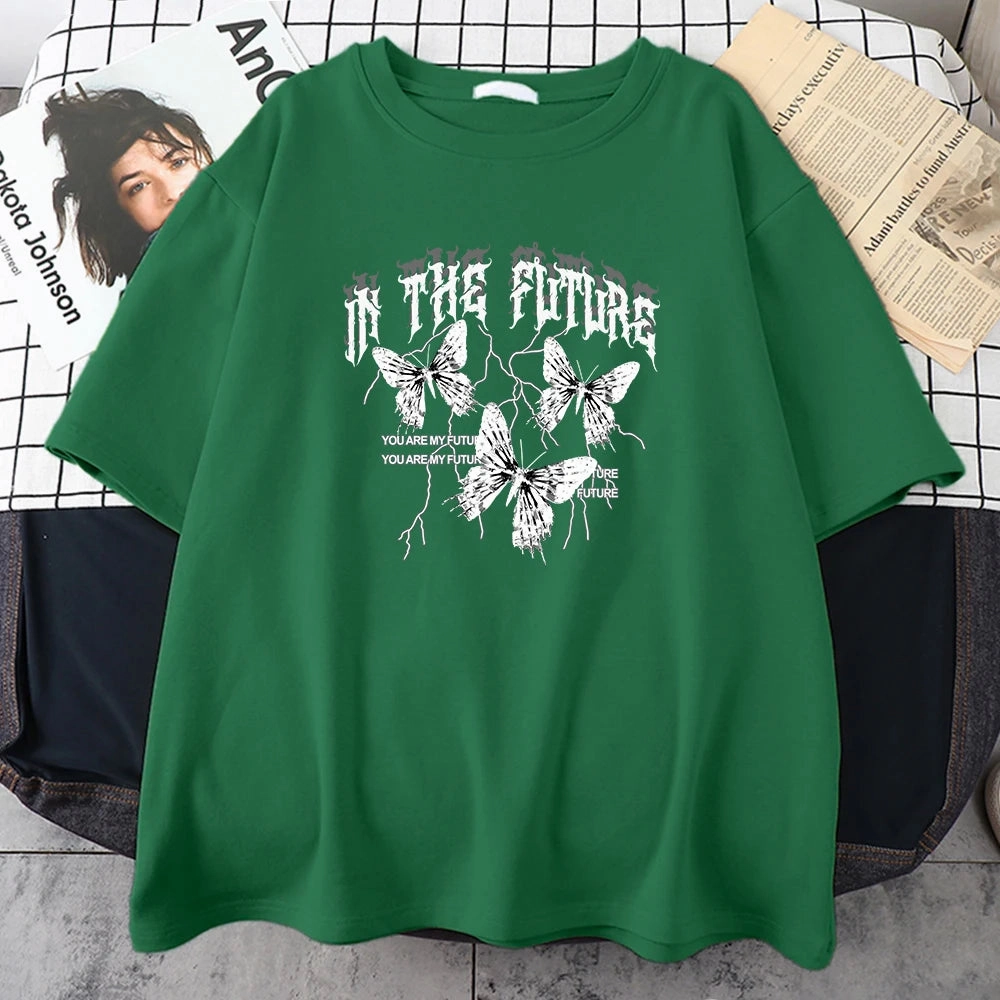 In The Future Dark Black Butterfly Creative Design T-Shirt