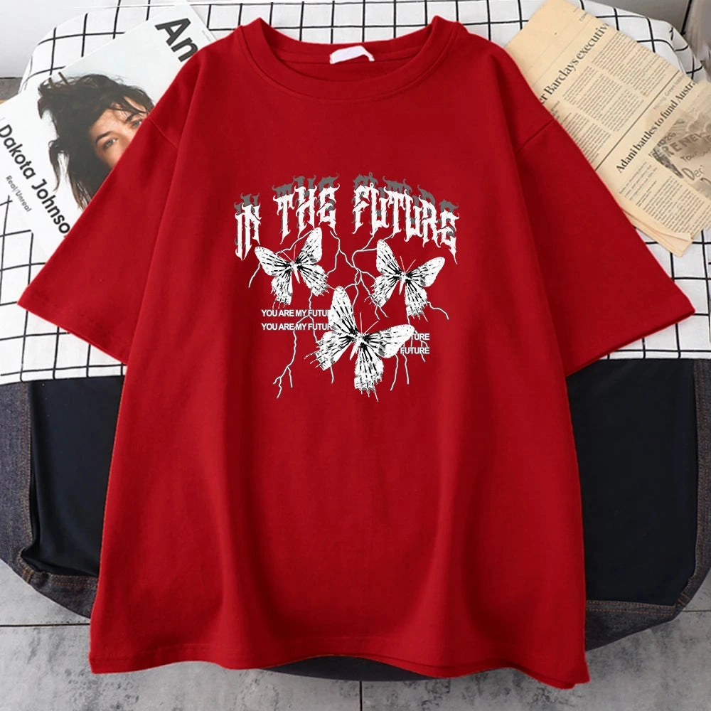 In The Future Dark Black Butterfly Creative Design T-Shirt