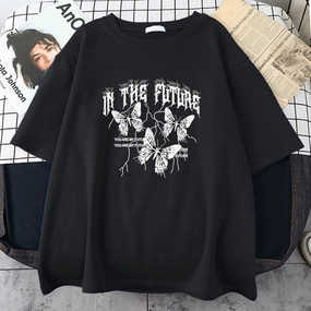 In The Future Dark Black Butterfly Creative Design T-Shirt