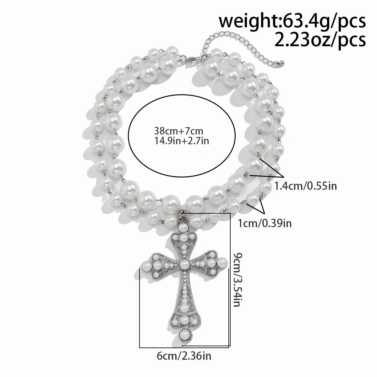 IngeSight.Z Trendy Goth Large Cross Pendant Necklace for Women