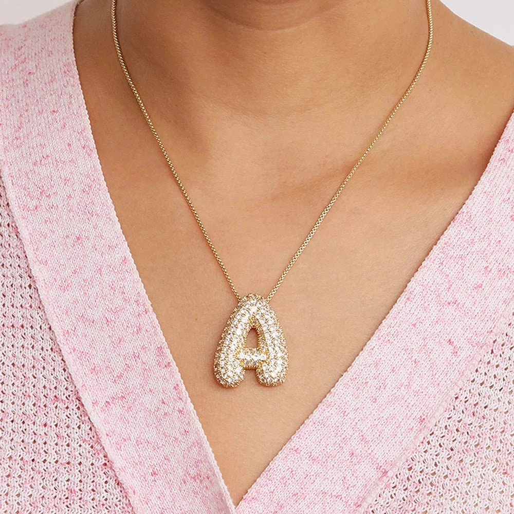 Initial Charm A-Z Pendant Necklace for Men Women Gold Hip Hop