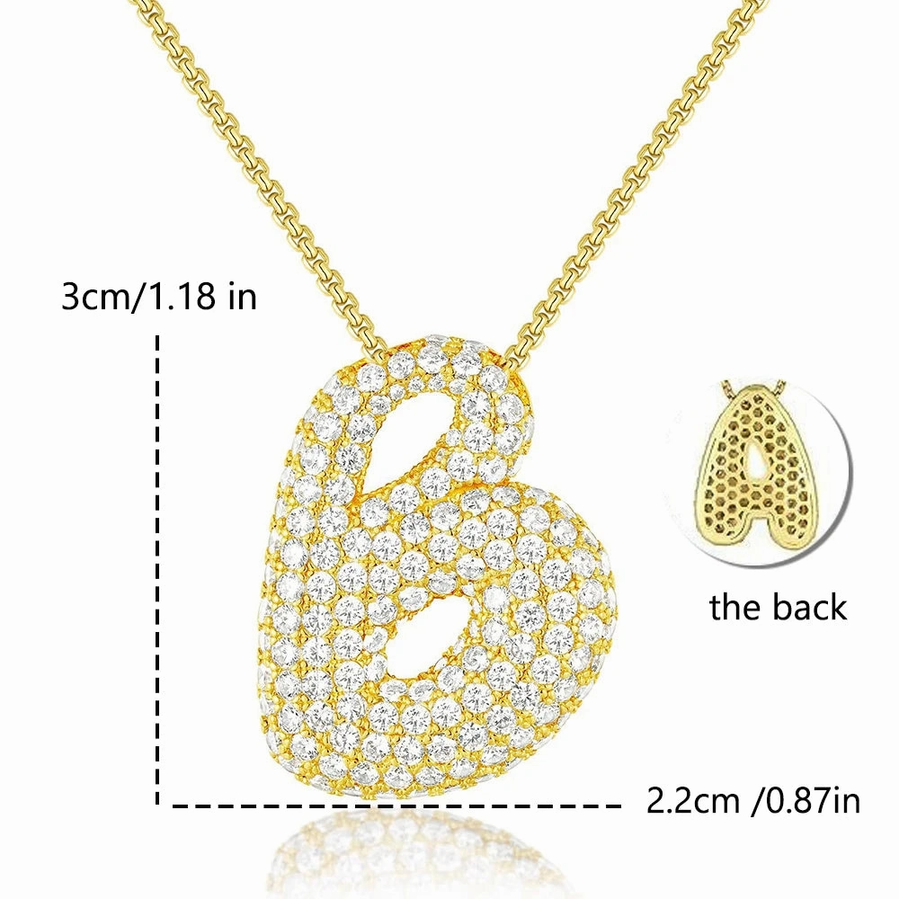 Initial Charm A-Z Pendant Necklace for Men Women Gold Hip Hop