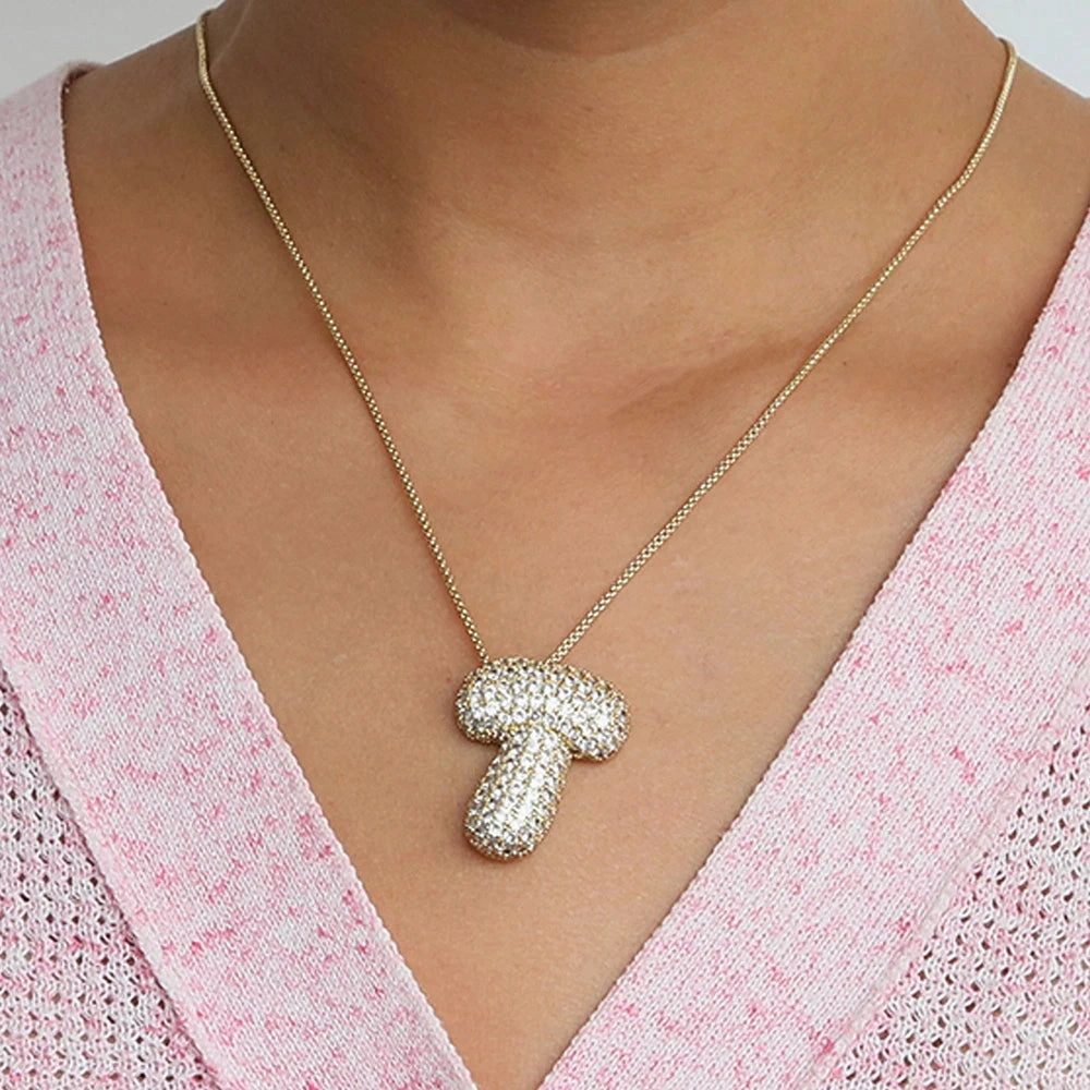 Initial Charm A-Z Pendant Necklace for Men Women Gold Hip Hop