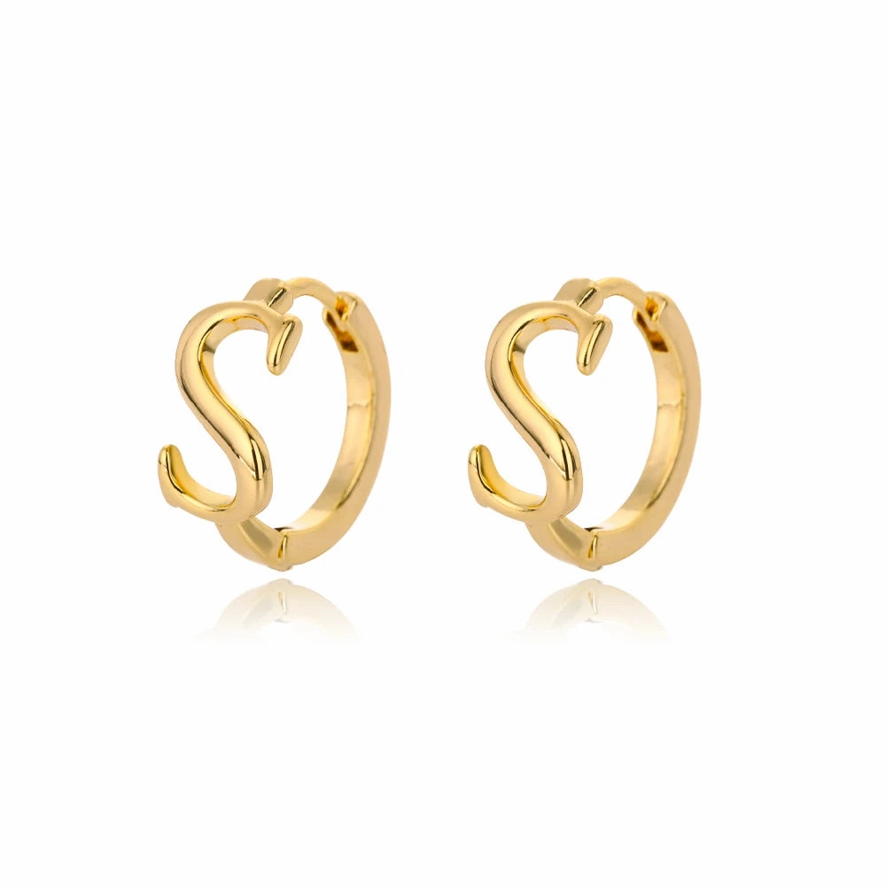 Initial Letter Stud Earrings For Women Stainless Steel A-Z Jewelry