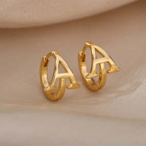 Initial Letter Stud Earrings For Women Stainless Steel A-Z Jewelry