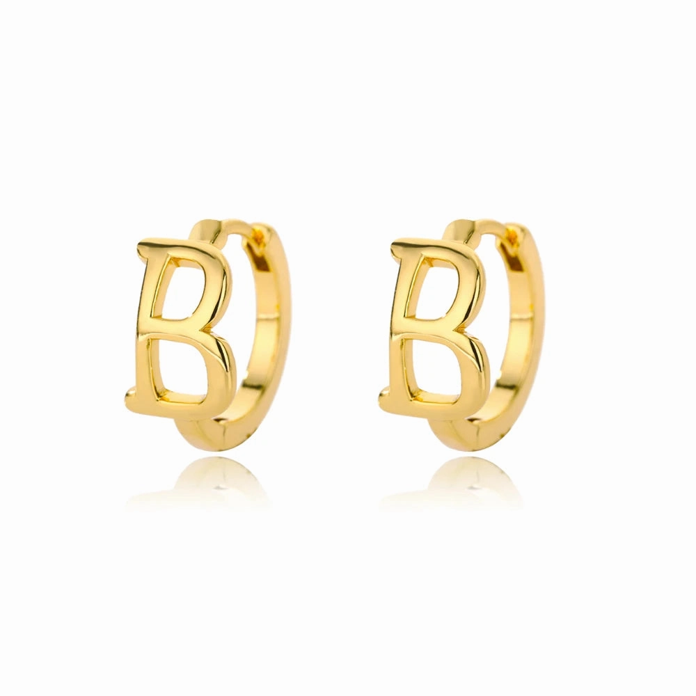 Initial Letter Stud Earrings For Women Stainless Steel A-Z Jewelry