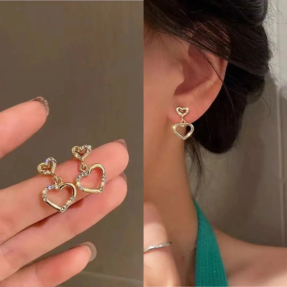 Inlaid Zircon Gold Colour Flower Earrings Unique Design Fashion Jewelry