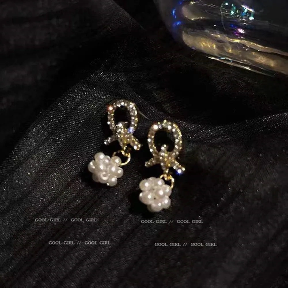 Inlaid Zircon Gold Colour Flower Earrings Unique Design Fashion Jewelry