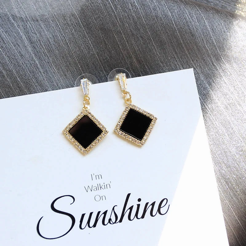 Inlaid Zircon Gold Colour Flower Earrings Unique Design Fashion Jewelry