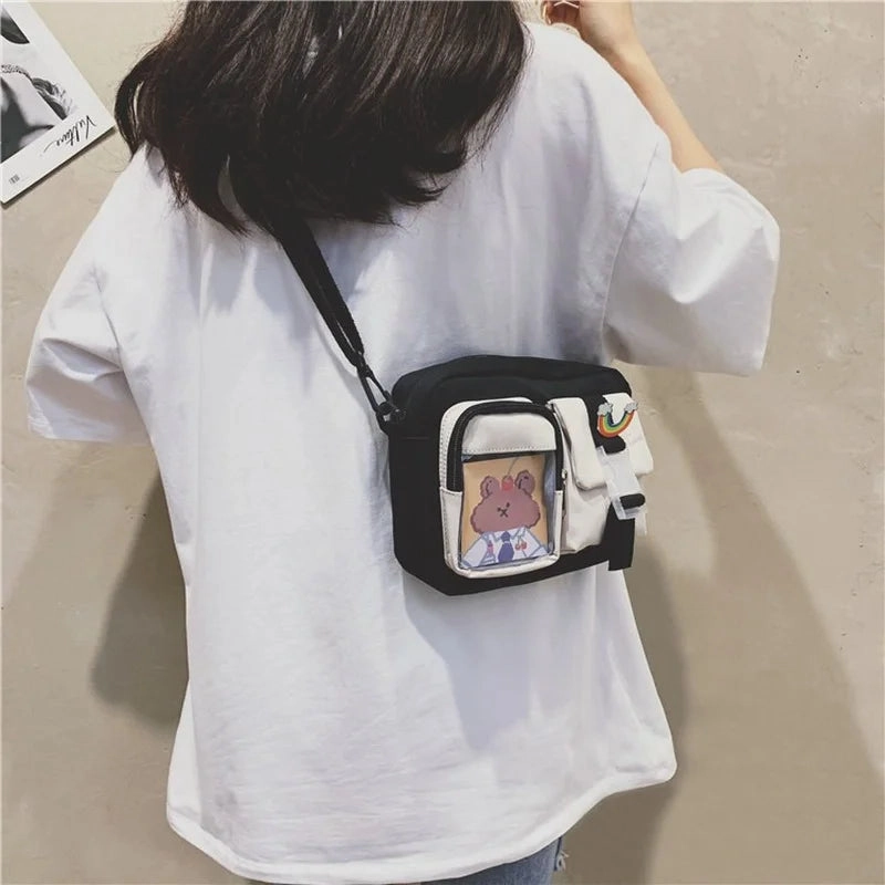Japanse Style Kawaii Bag Girls Student Small Nylon Mutipockets Crossbody Bolsa Mujer