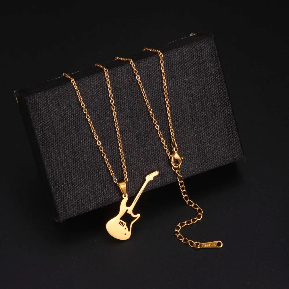 Jeshayuan Personality Guitar Pendant Necklace For Women Girls